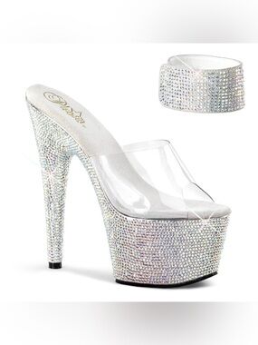 Pleaser | Bejeweled 712R Iridescent Crystal Platform W/ Ankle Strap | 7